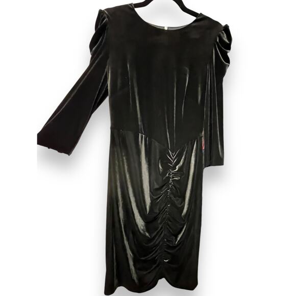 Vince Camuto Ruched Velvet Shirred Sheath Bodycon Dress | 10, Black NEW $148 - Picture 5 of 10